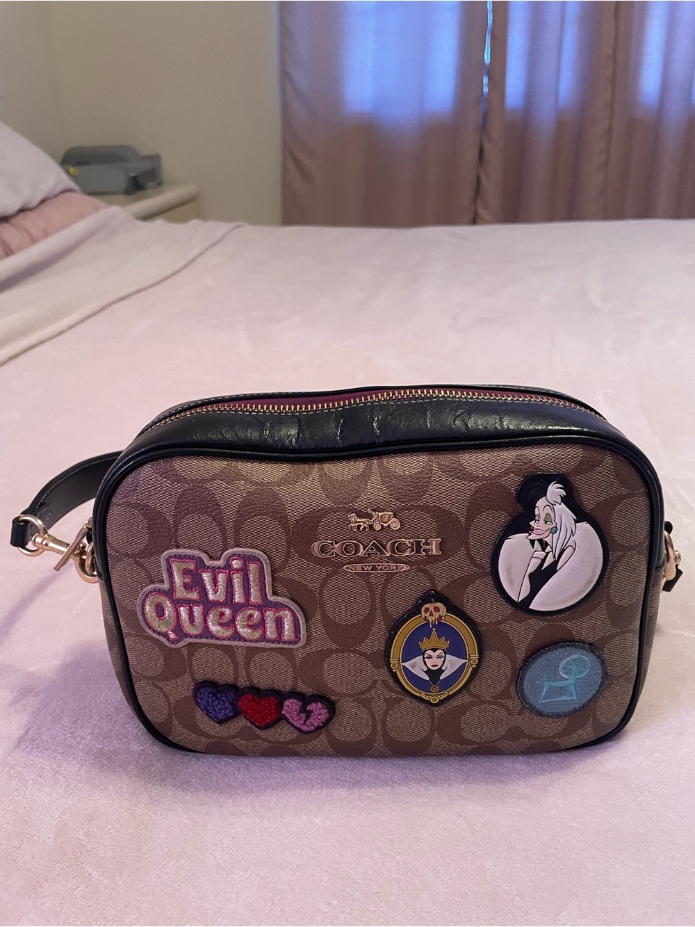 Coach Brown Signature Canvas Crossbody with Playful Villain Patches